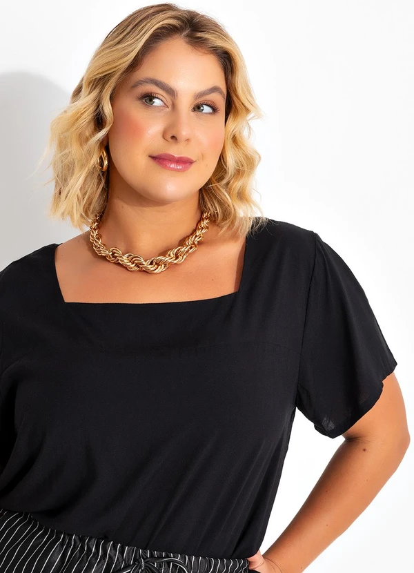 Marguerite - Blusa Preta em Viscose Plana 1