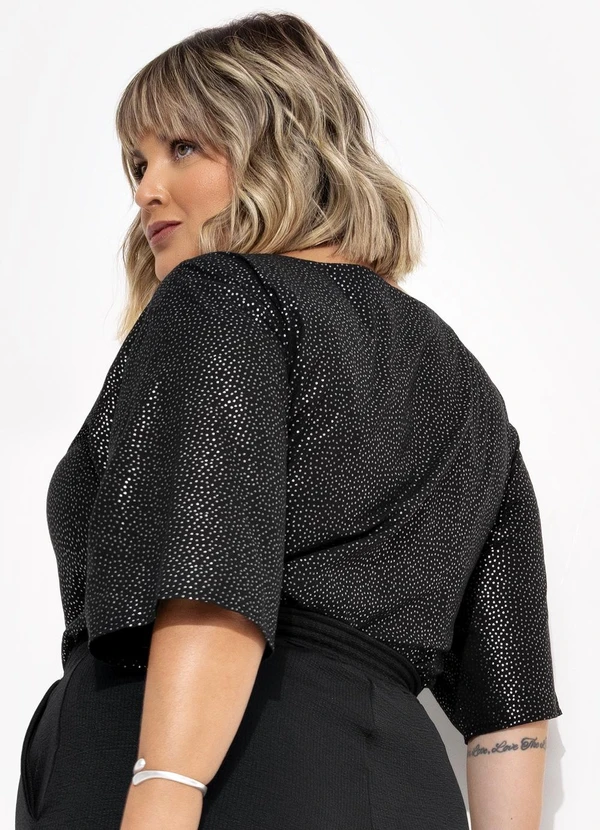 Marguerite - Blusa Preta em Voil com Brilho 6