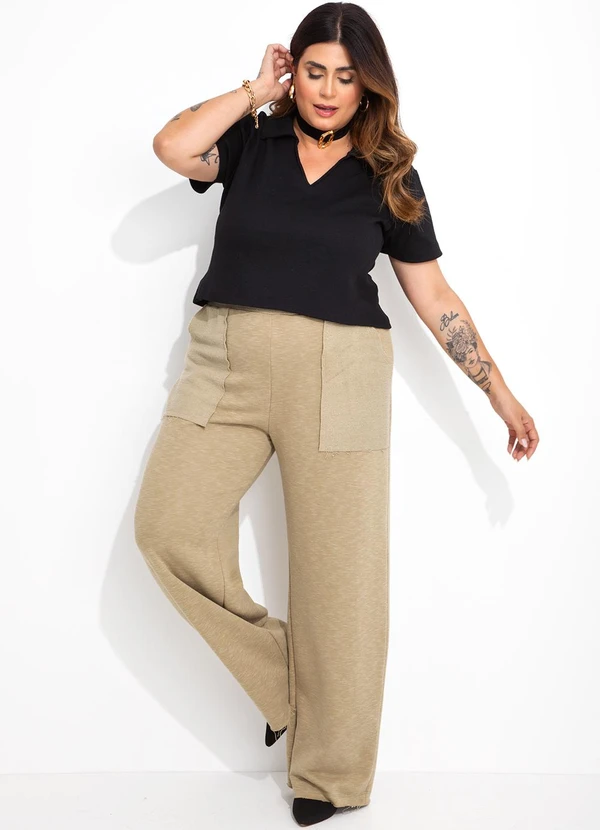 Marguerite - Blusa Preta Pólo em Canelado 5