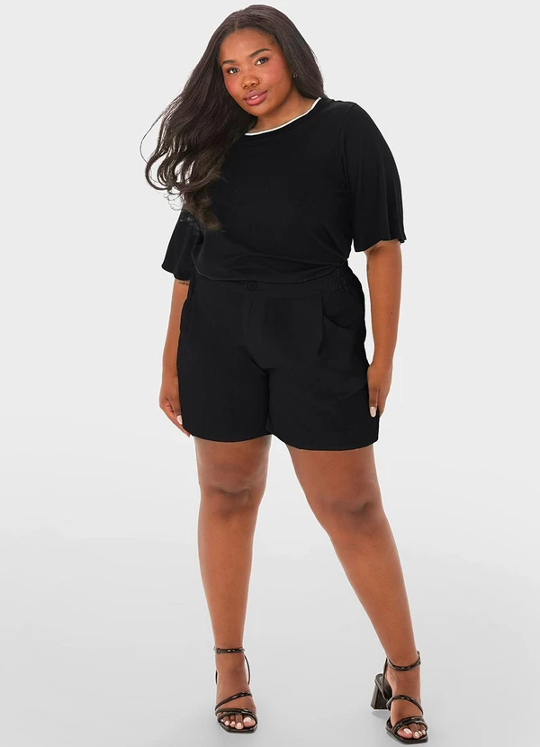 Malwee - Blusa Preto Ampla Canelada 2