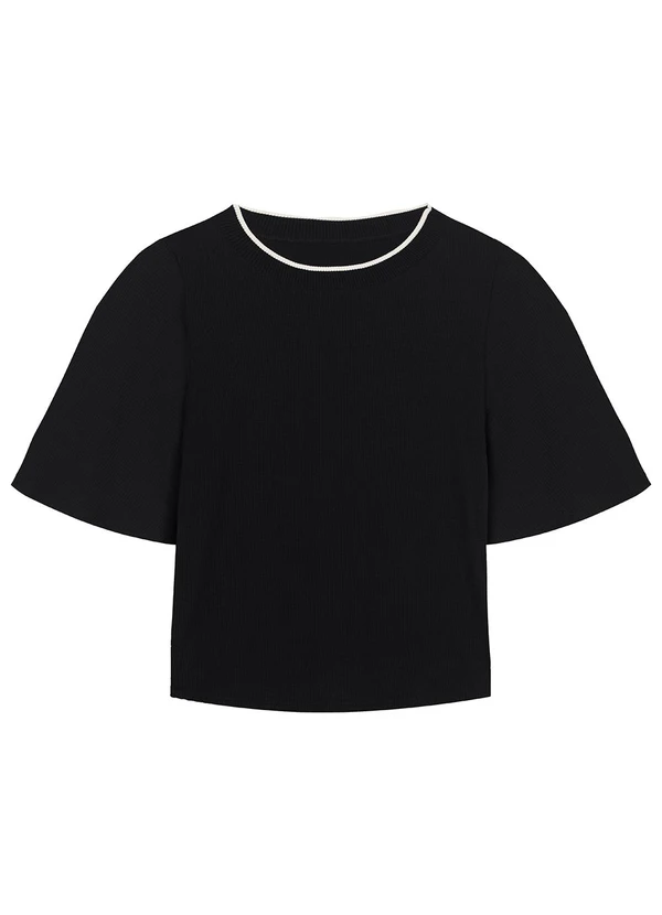 Malwee - Blusa Preto Ampla Canelada 3