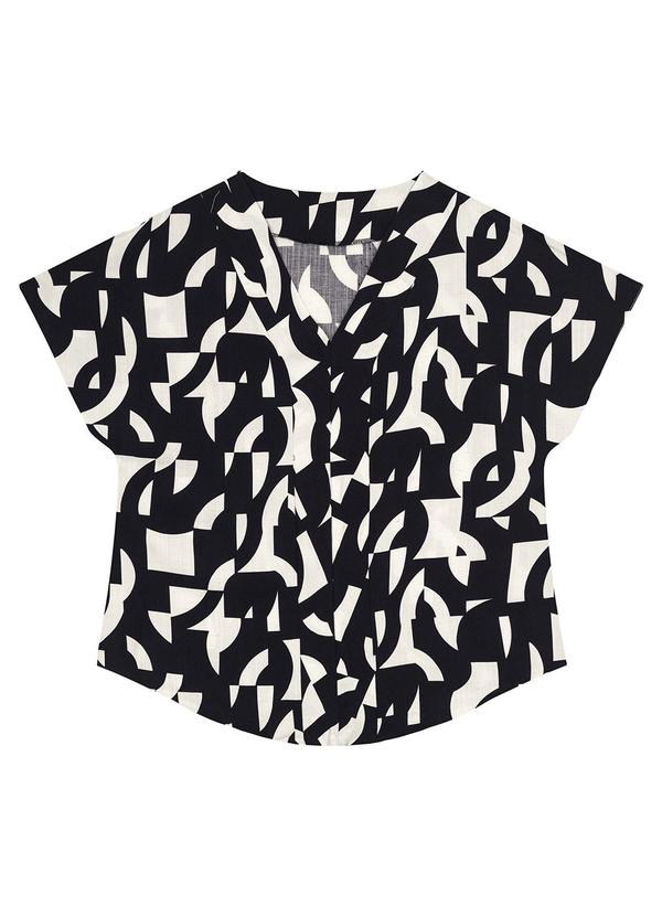 Malwee Plus - Blusa Preto Ampla Gráfica em Viscolinho 3