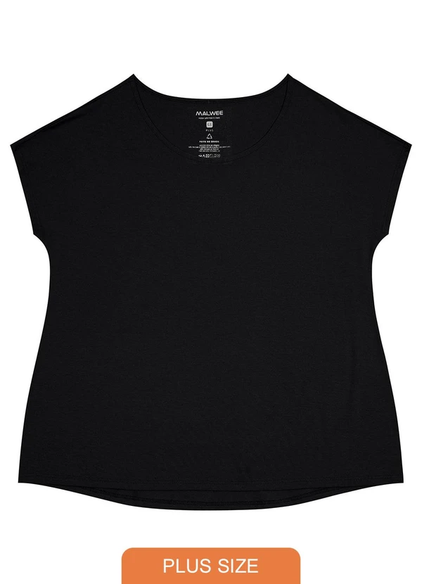 Malwee Plus - Blusa Preto Básica em Viscose