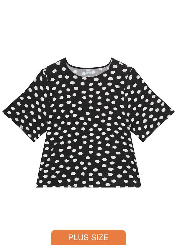 Malwee Plus - Blusa Preto Box Poá em Viscolinho 1