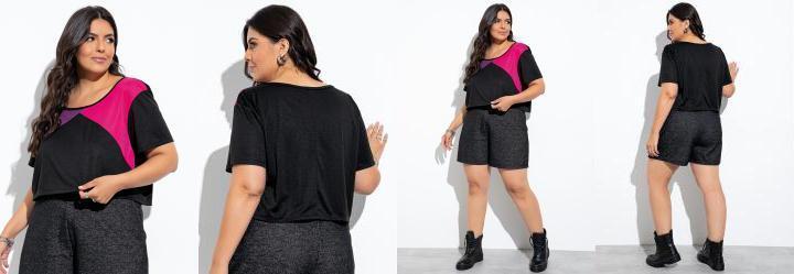 Blusa Preto com Recortes