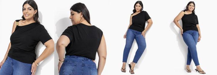 Blusa Preto em Malha de Viscose