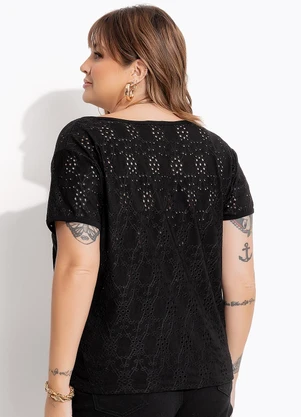 Marguerite - Blusa Preto em Malha Laise - MARGUERITE