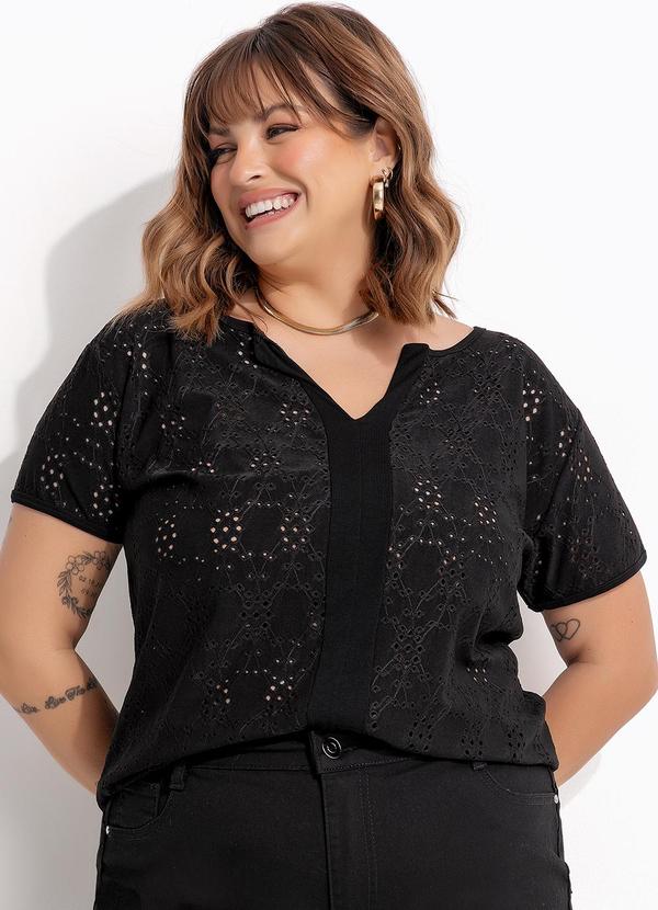 Blusa (Preto) em Malha Laise