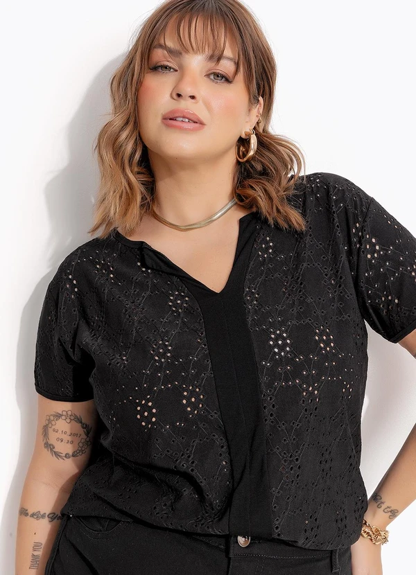 Marguerite - Blusa Preto em Malha Laise 6