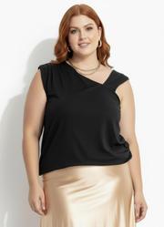 Blusa Preto em Malha Suede