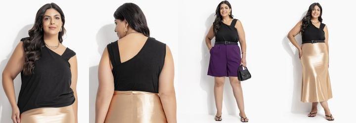 Blusa Preto em Malha Suede