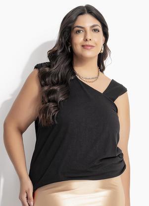 Blusa (Preto) em Malha Suede