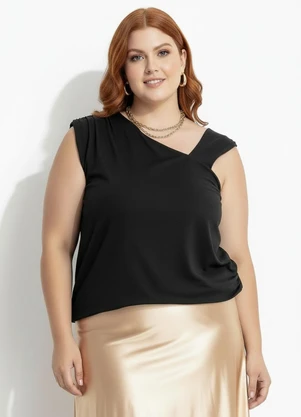 Marguerite - Blusa Preto em Malha Suede - MARGUERITE