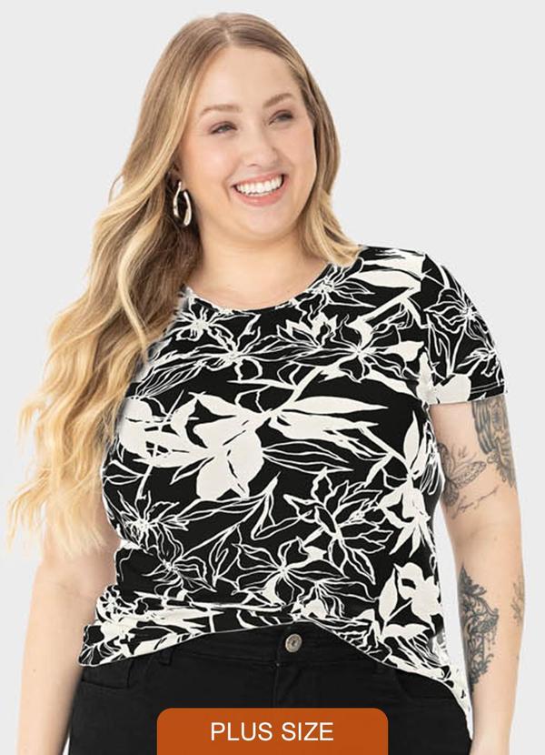 Malwee Plus - Blusa Preto Tropical Feminina