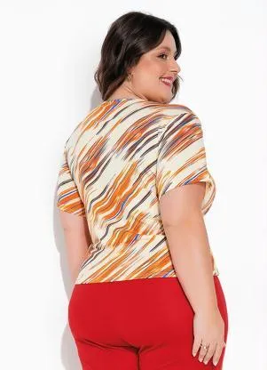Marguerite - Blusa Rajada Amarela com Amarração Plus Size - MARGUERITE
