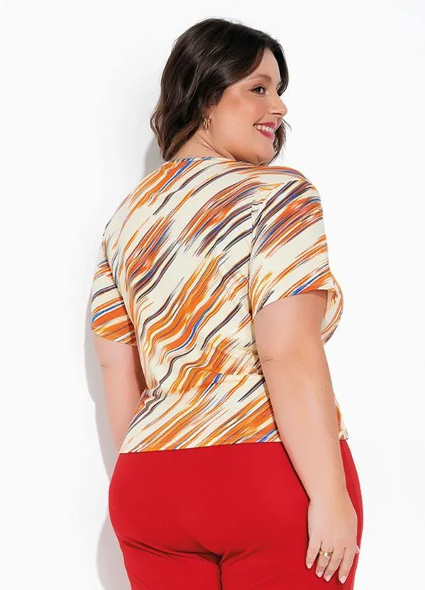 Marguerite - Blusa Rajada Amarela com Amarração Plus Size 2