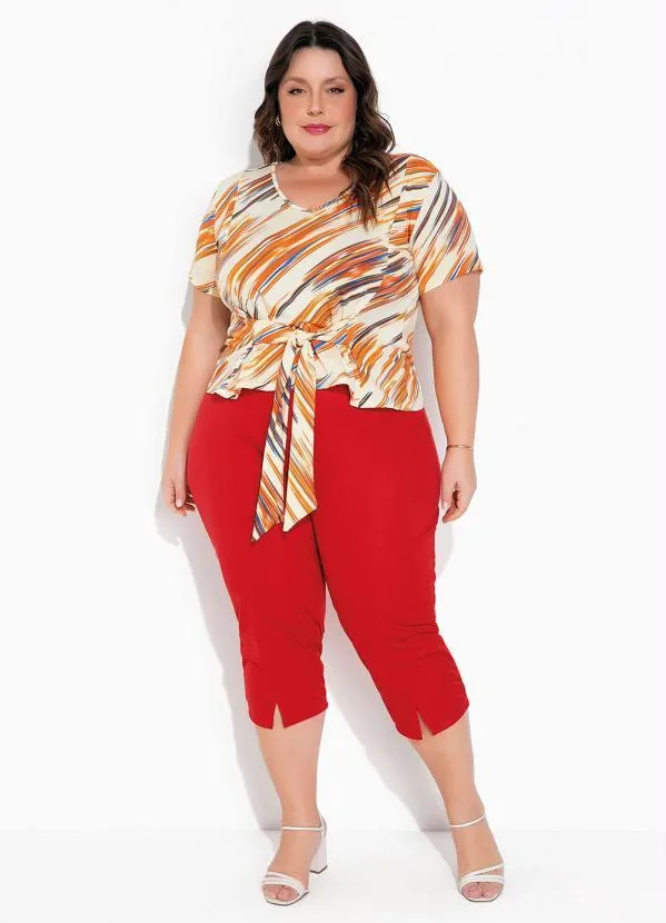Marguerite - Blusa Rajada Amarela com Amarração Plus Size 4