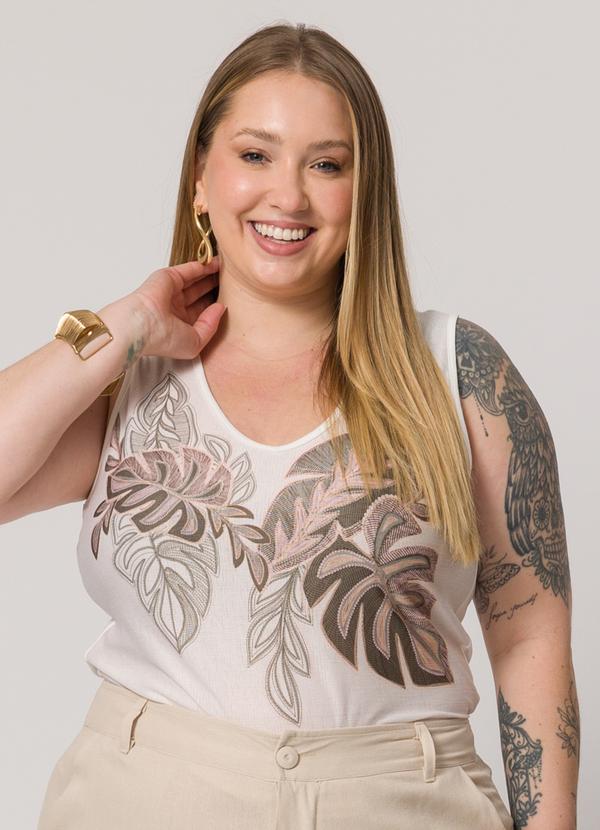 Lisamour - Blusa Regata Estampada Branco 1