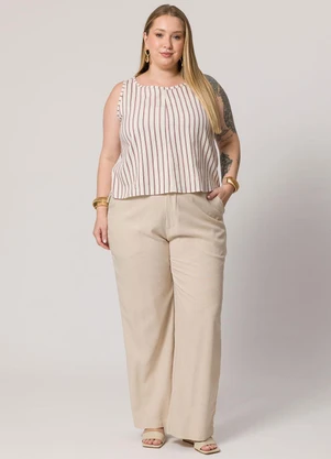 Lisamour - Blusa Regata Listrada Bege - LISAMOUR