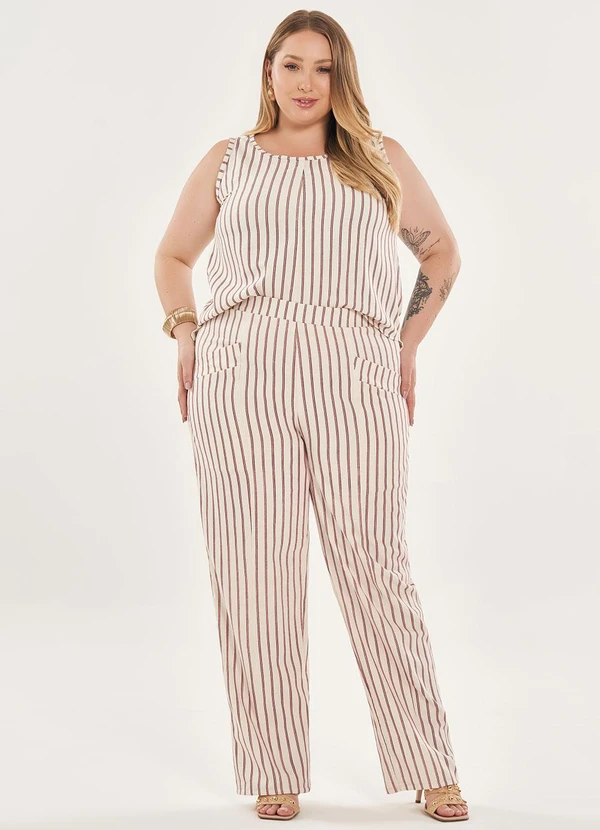 Lisamour - Blusa Regata Listrada Bege 3