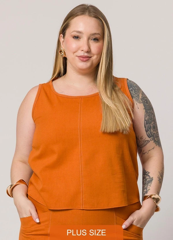 Lisamour - Blusa Regata Listrada Marrom 1