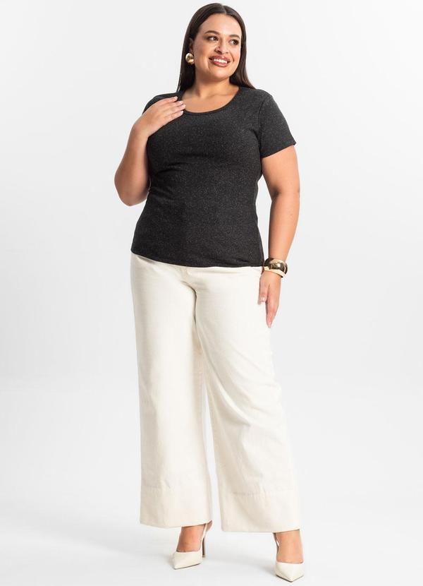 Rovitex - Blusa Ribana de Linho Plus Size Feminina Preto 3