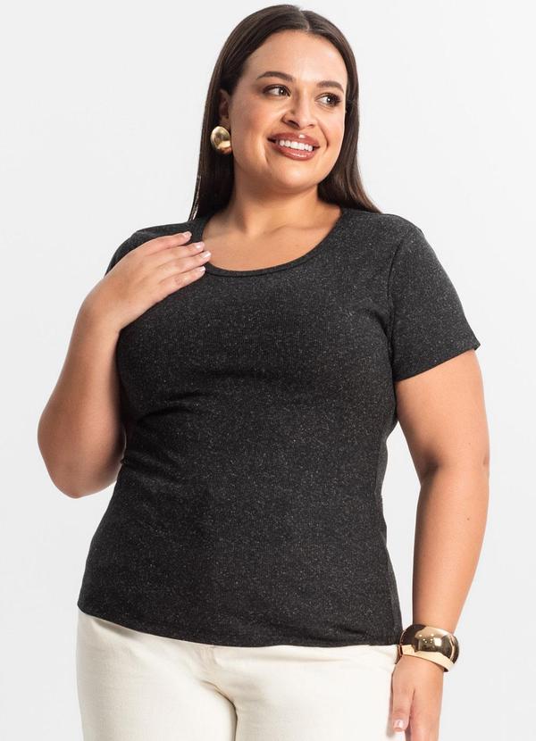 Rovitex - Blusa Ribana de Linho Plus Size Feminina Preto 4