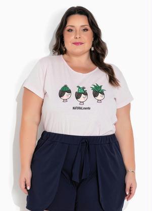 Blusa (Rosa Clara) com Estampa Plus Size