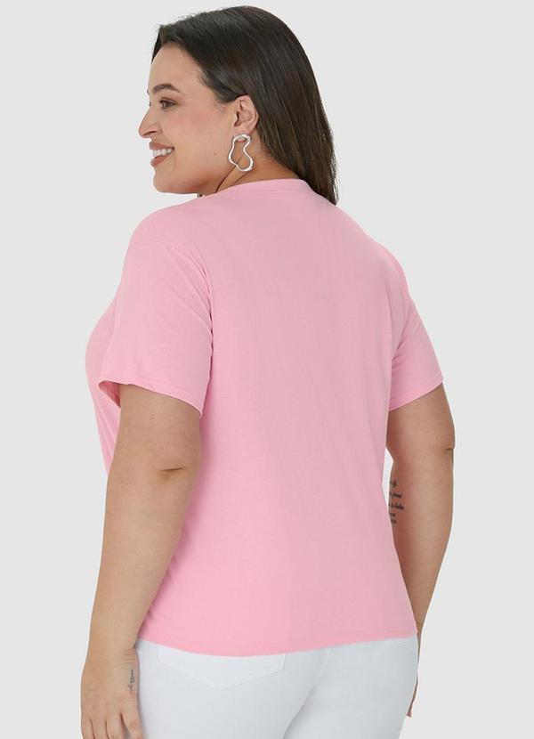 Malwee Plus - Blusa Rosa Claro Básica Floral 2