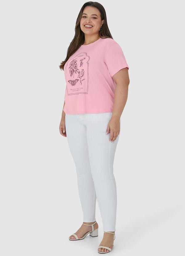 Malwee Plus - Blusa Rosa Claro Básica Floral 3