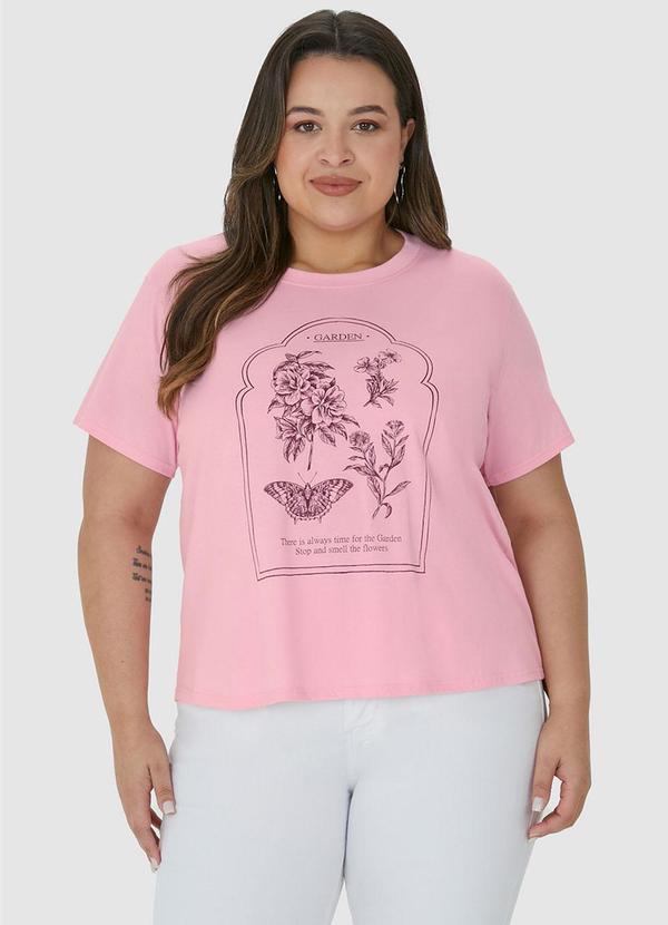 Malwee Plus - Blusa Rosa Claro Básica Floral 4