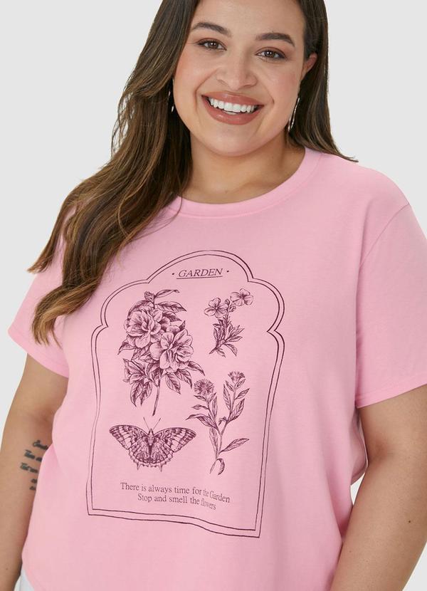 Malwee Plus - Blusa Rosa Claro Básica Floral 5