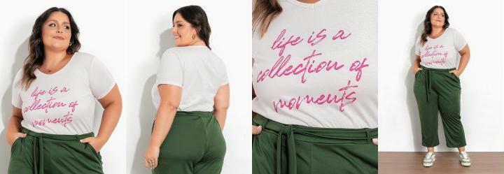 Blusa Rosa Claro com Estampa na Frente Plus Size