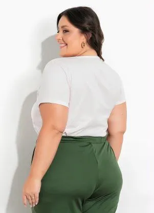 Marguerite - Blusa Rosa Claro com Estampa na Frente Plus Size - MARGUERITE