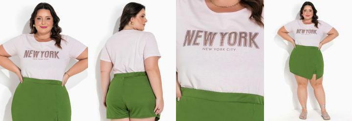 Blusa Rosa com Estampa na Frente Plus Size