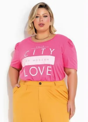 Marguerite - Blusa Rosa com Mangas Bufantes Plus Size - MARGUERITE