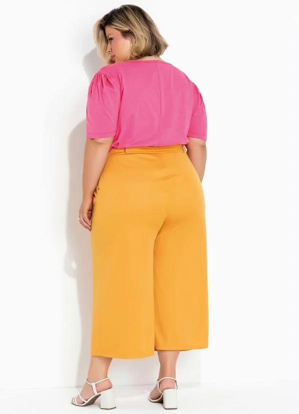 Marguerite - Blusa Rosa com Mangas Bufantes Plus Size 5