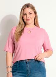 Blusa Rosa em Malha de Poli�ster