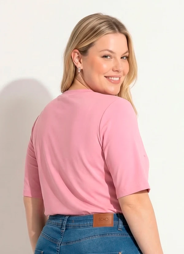 Marguerite - Blusa Rosa em Malha de Poliéster