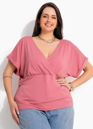 Marguerite - Blusa Rosa Envelhecido em Malha de Viscose com Elastano - MARGUERITE