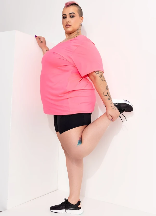 Marguerite - Blusa Rosa Neon em Microfibra - Dry Fit Uv50+ 9