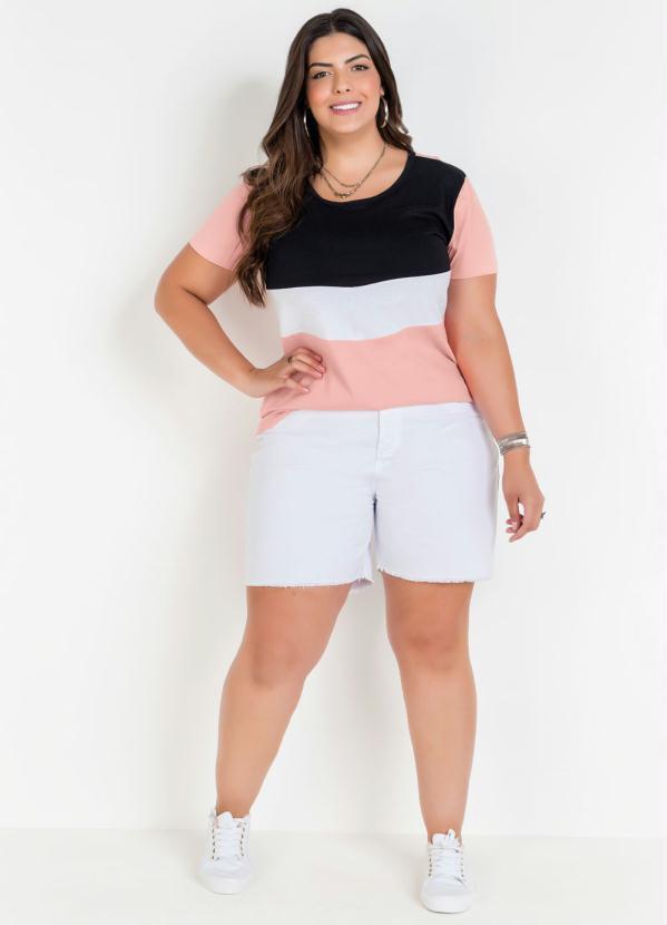 Marguerite - Blusa Rosa Tricolor Plus Size 3