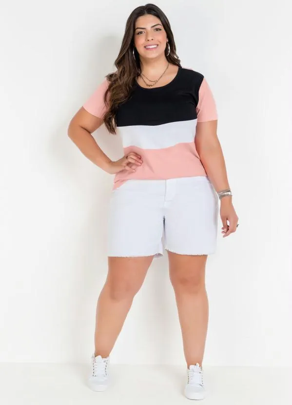 Marguerite - Blusa Rosa Tricolor Plus Size 3