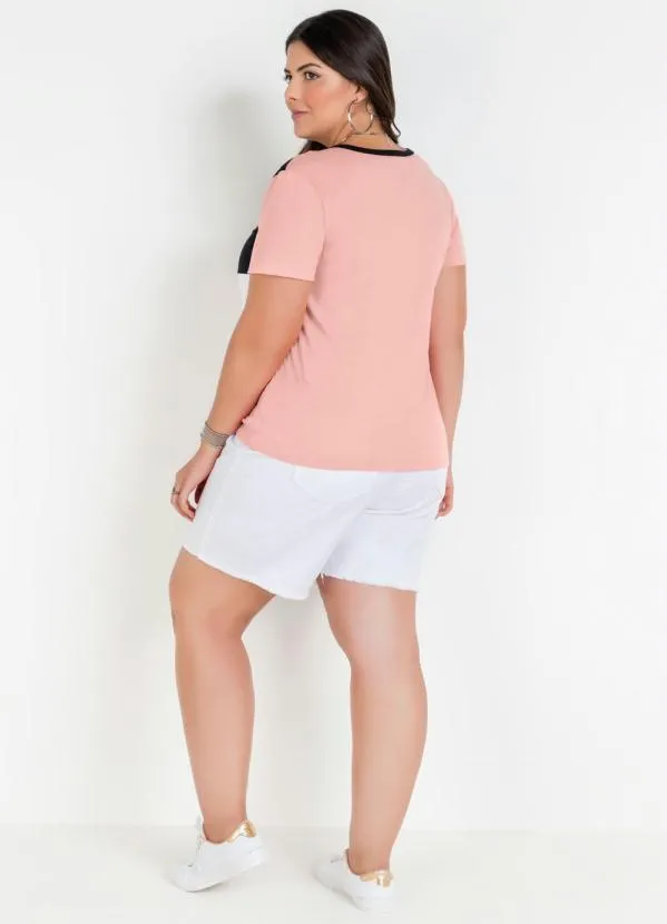 Marguerite - Blusa Rosa Tricolor Plus Size 4