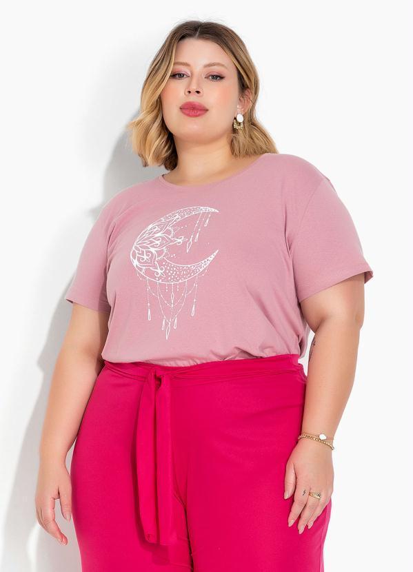 Blusa (Ros) com Estampa e Strass Plus Size