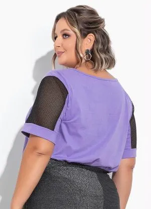 Marguerite - Blusa Roxa com Recorte nas Mangas Plus Size - MARGUERITE