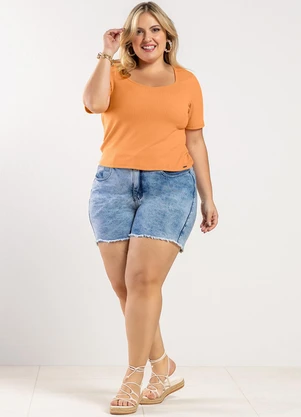 Outlet - Blusa Summer Trend Adulto Plus Feminino Laranja - OUTLET