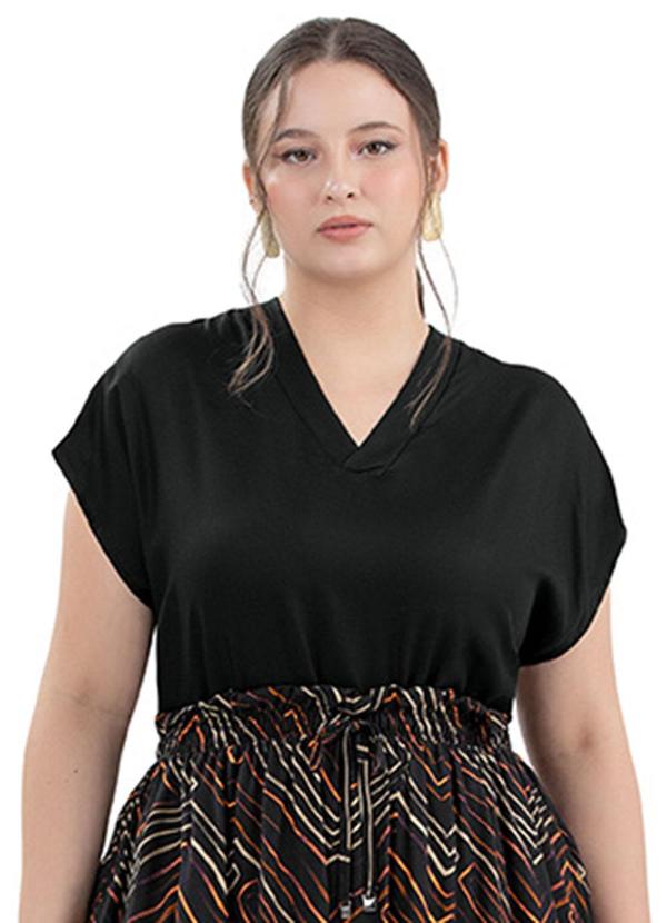 Rezzato - Blusa Sweet Summer Plus Size Feminino Preto