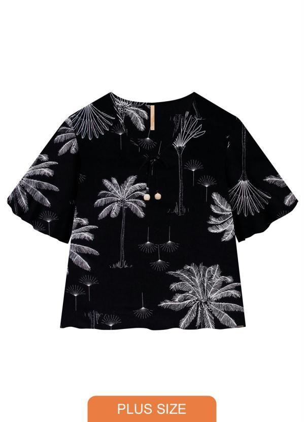 Lunender Mais Mulher - Blusa Tecido Rayon Bali Preto