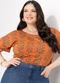 Marguerite - Blusa Floral Vermelho em Malha Fria - variação: Telha